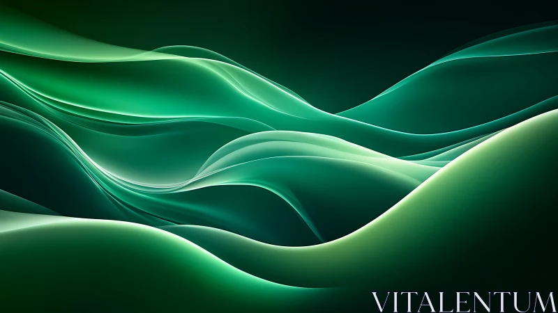Emerald gradient waveforms with layered translucent curves