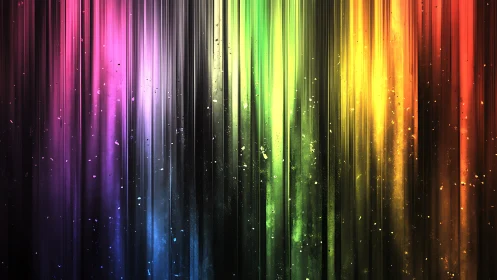 Vertical multicolor light streaks on dark gradient background.