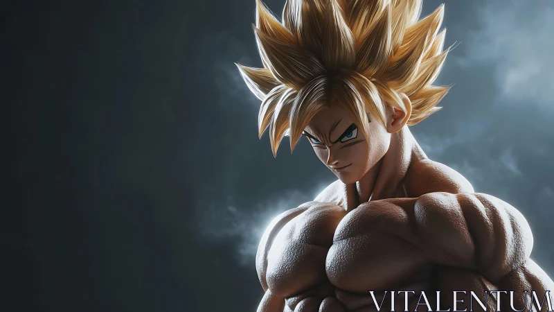 3D anime warrior portrait with dramatic rim lighting focus.