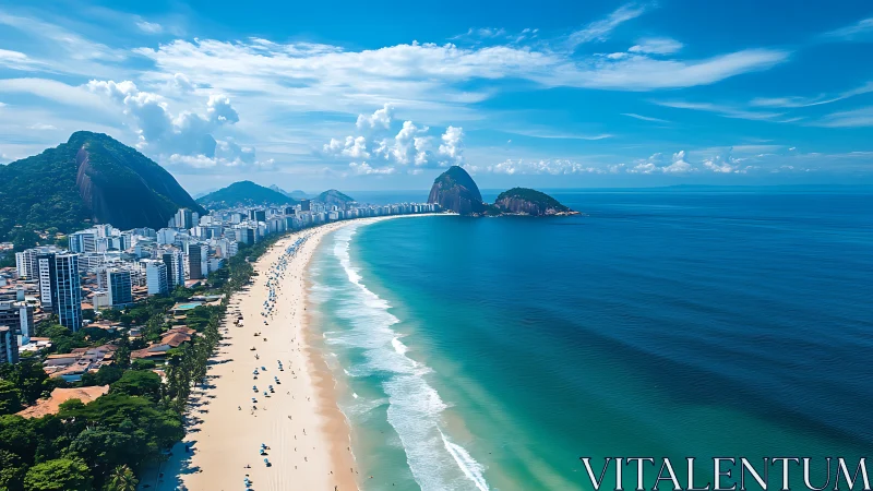 Coastal metropolis curves along turquoise bay beneath mountains