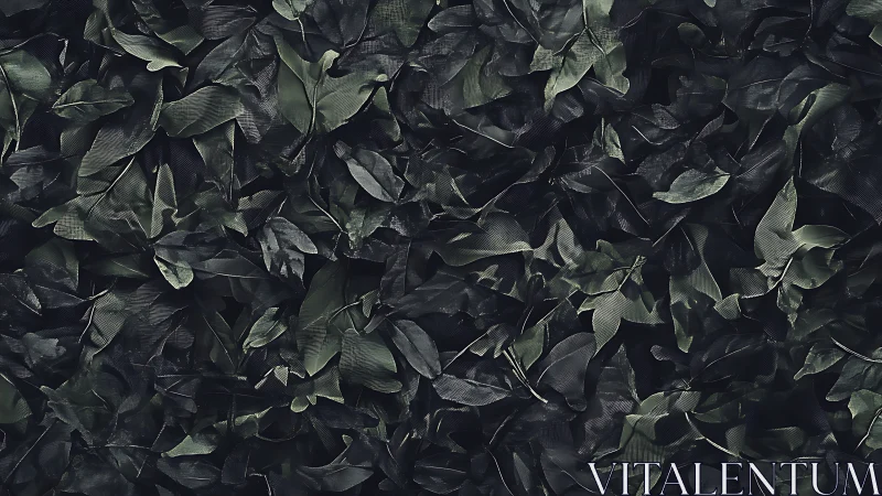 Deep green leaves create a calm forest-inspired background
