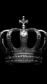 Gleaming royal crown rendered in dramatic monochrome detail.
