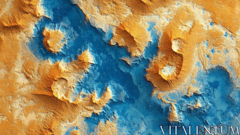 Sunlit desert ridges melting into deep blue valleys.