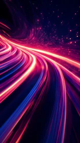 Neon plasma light trails curving through deep cosmic void