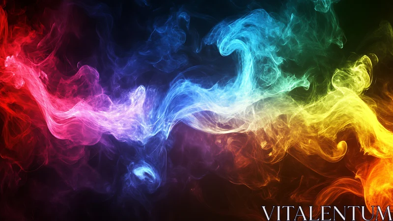 Colorful smoke streams swirl across a dark cosmic void.