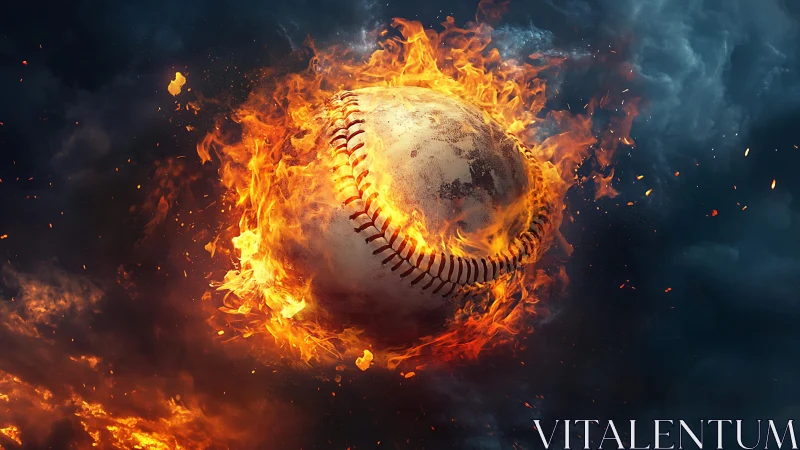 Blazing Home Run Comet: Weathered Baseball Ignites Night.