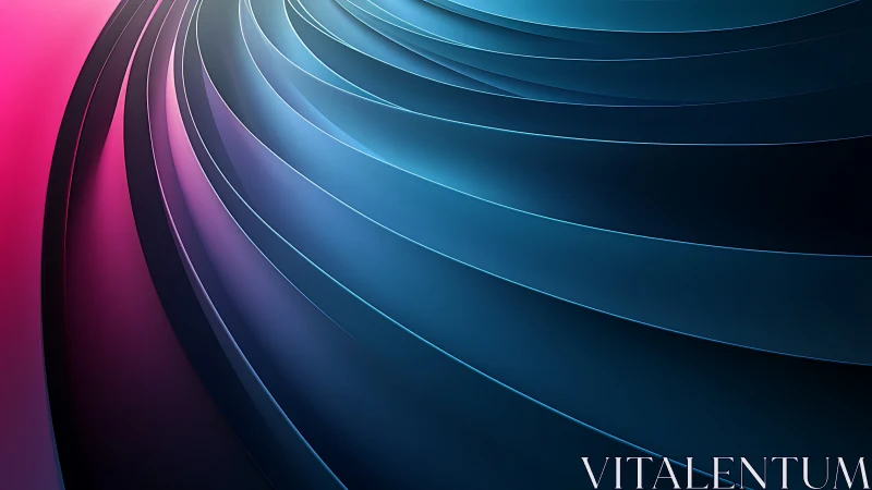 Curved layered bands in blue and magenta gradient light.