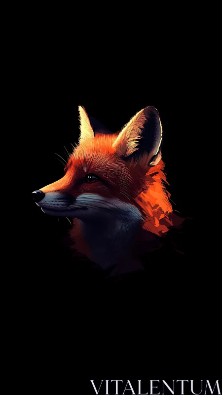 Midnight fox portrait glowing in quiet, painterly light.