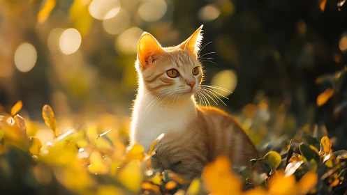 Golden-Eyed Kitten Discovers Magic in Sunlit Meadow Blooms