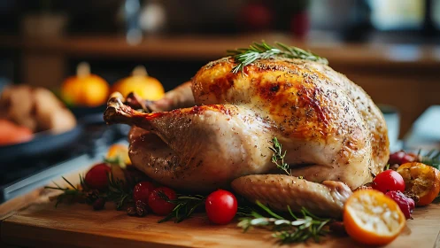 Golden-Roasted Poultry Showcase Glistens Against Warm Kitchen Theater