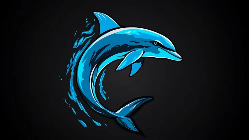 Hydrodynamic neon dolphin emblem with fluid vector contours.