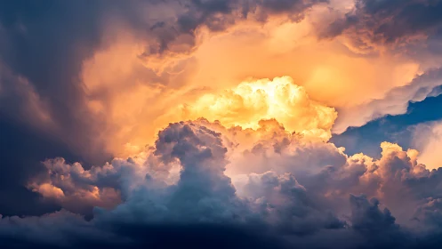 Dramatic cumulonimbus sunset cloudscape with vivid contrast.