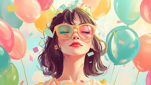 Chromatic Portrait: Digital Illustration with Volumetric Balloon Composition.