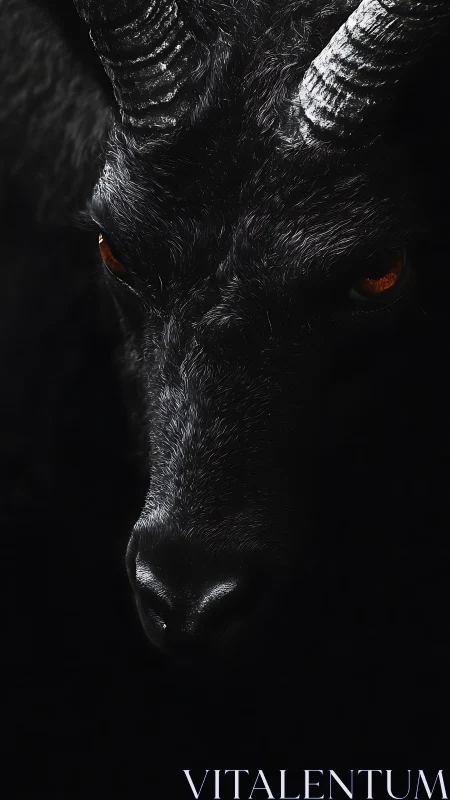 Black horned creature emerges from deep shadowed darkness