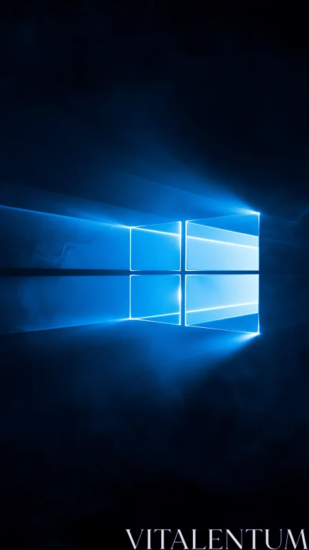 Luminous digital window cuts through deep electric midnight haze.