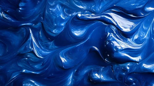 Sculpted Cobalt Pigment Waves in High-Gloss Macro Abstraction.