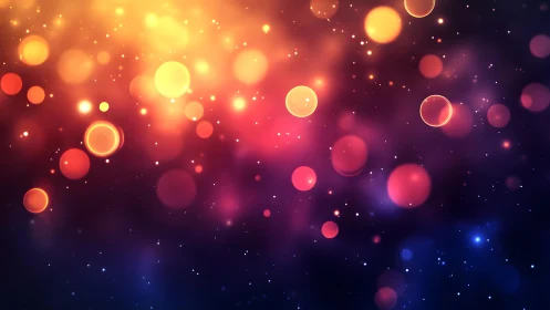 Vibrant abstract bokeh lights in warm and cool glowing colors.