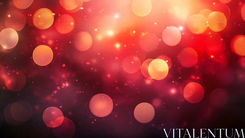 Red bokeh light orbs glow over soft dark gradient background