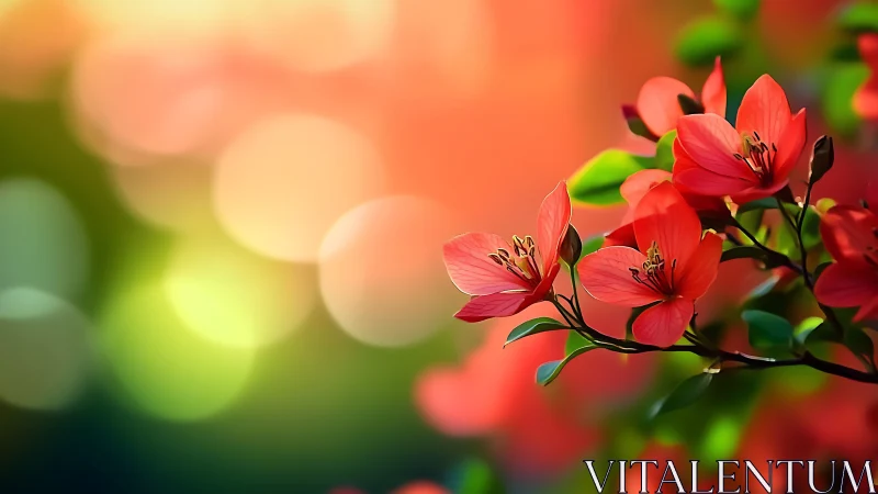 Red Flowers with Soft Bokeh Background.