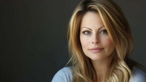 Confident blonde woman portrait with natural lighting in modern style.