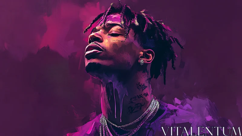 Digital painting portrait with neon magenta atmospheric field.