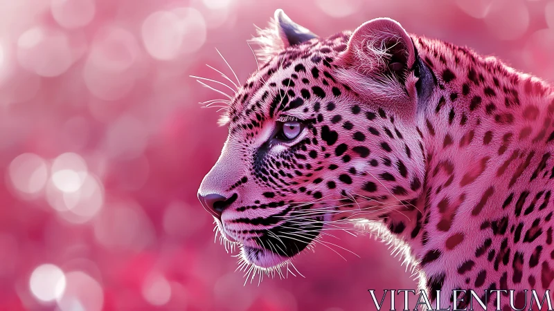 Pink Leopard Profile Against Bokeh Background