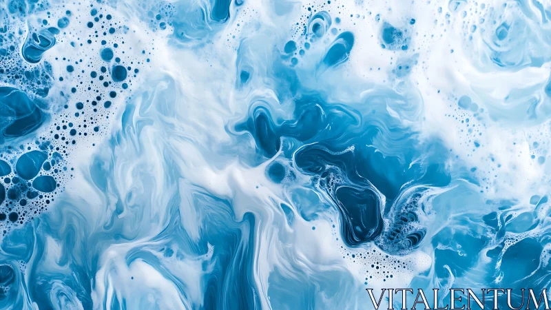 Swirling blue foam drifts in a dreamy, ocean inspired pattern
