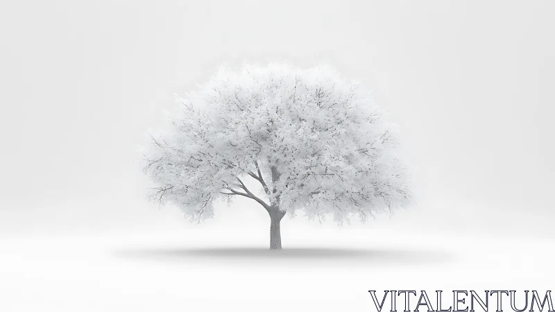 Solitary snow crowned tree dreaming in a white silence.