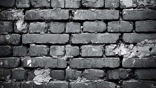 Weathered brick wall texture in stark monochrome contrast.