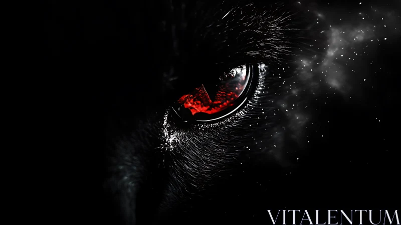 Night-stalking predator eye blazing with infernal crimson fire.