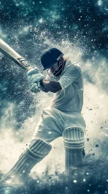 Digital illustration shows cricket batter executing front-foot shot