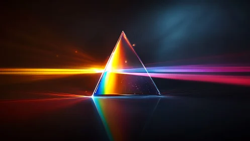 Dispersive glass prism splitting collimated light spectrum