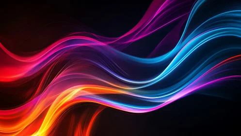 Chromatic light waves form layered flowing spectral energy bands