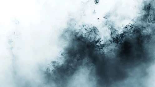 Monochrome fluid ink diffusion swirling through soft white mist