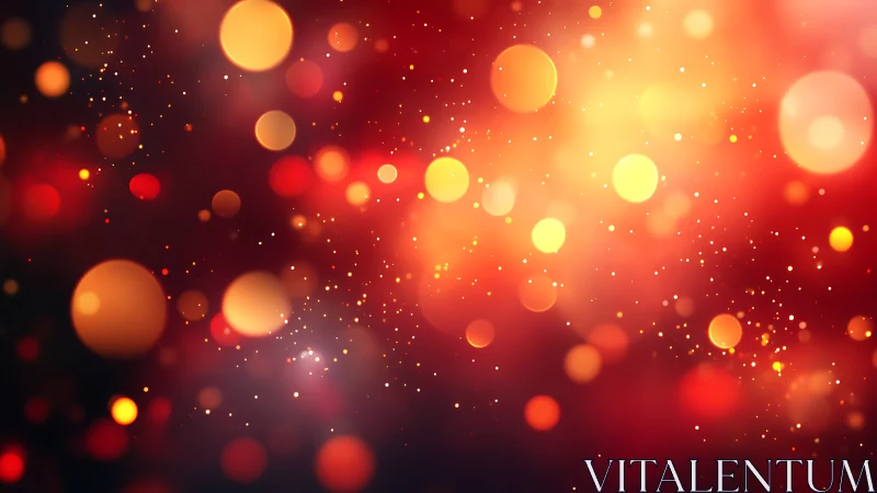 Warm red and gold bokeh light background abstraction.