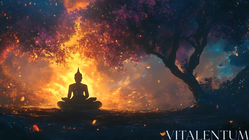 Meditating Buddha Glowing with Inner Light.