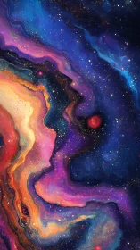 Colorful nebula-like digital artwork shows swirling star field