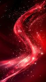 Digital painting of luminous red energy ribbon on dark field.