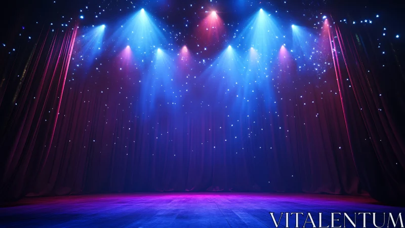 Spotlights pour stardust over a patiently waiting stage