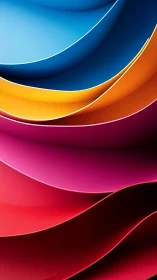 Layered abstract curves in bold blue, orange, and red tones.