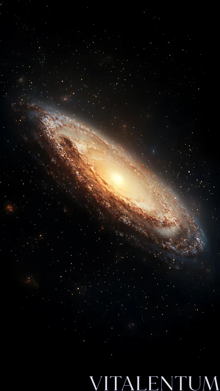 Spiral galaxy core glowing in deep space starfield view.