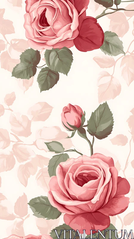 Delicate Pink Roses in Soft Botanical Beauty