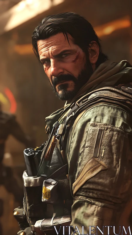 Battle-hardened tactical operative rendered in hyperreal detail