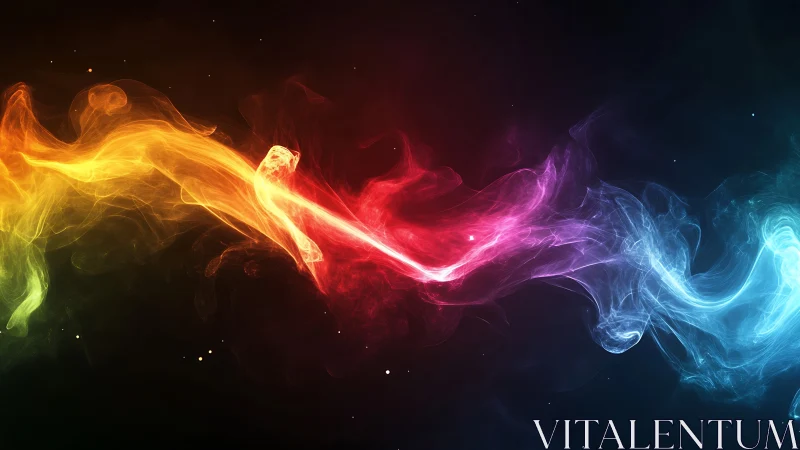 Prismatic light streams collide across dark cosmic void.