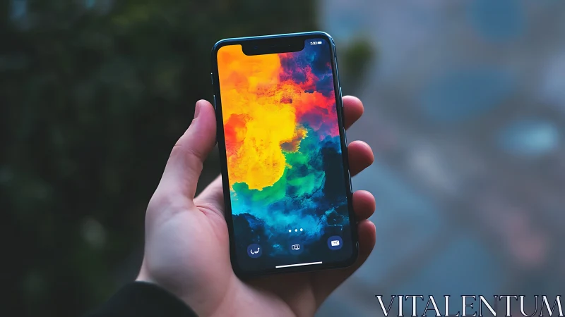 Thermal imaging displayed on smartphone screen.