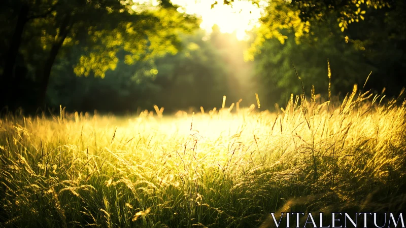 Sunlit meadow leans into morning, drinking rivers of gold