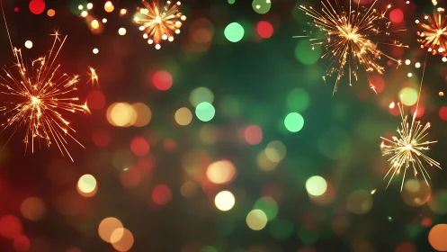 Macro sparklers with multicolor festive bokeh background field