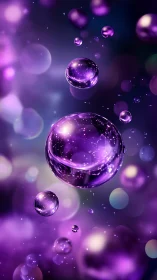Chromatic macro study of levitating violet translucent spheres