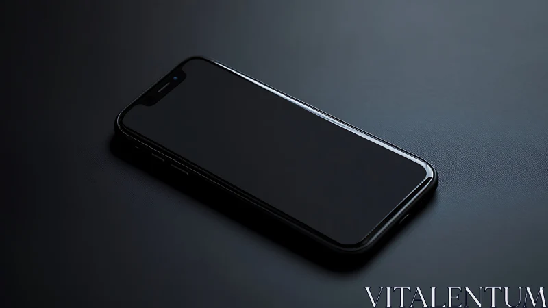 Modern Smartphone Rests on Dark Surface with Sleek Design