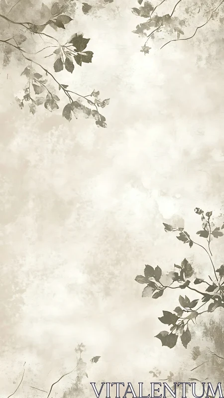 Floral silhouettes frame a textured beige vertical background